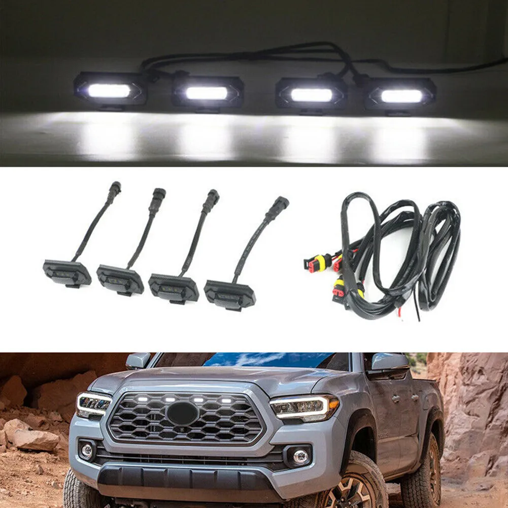 

For Toyota Tacoma TRD Pro Grille Lights High Quality Kit Replacement Smoke Lens LED White Lamps