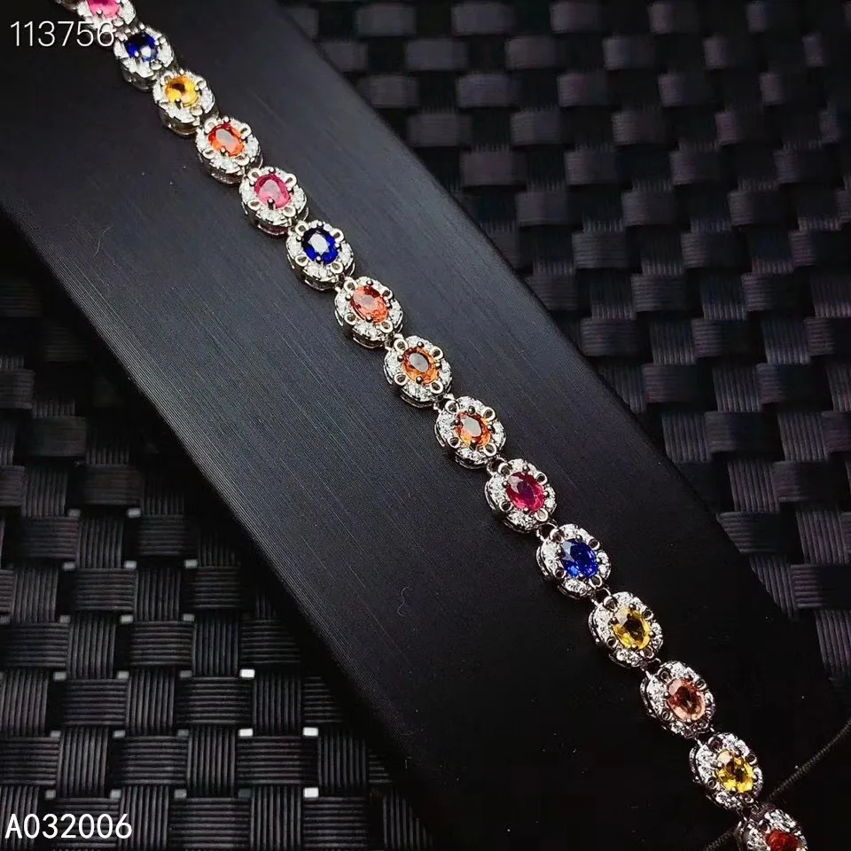 

KJJEAXCMY fine jewelry 925 sterling silver inlaid natural color sapphire bracelet popular female bracelet support testing