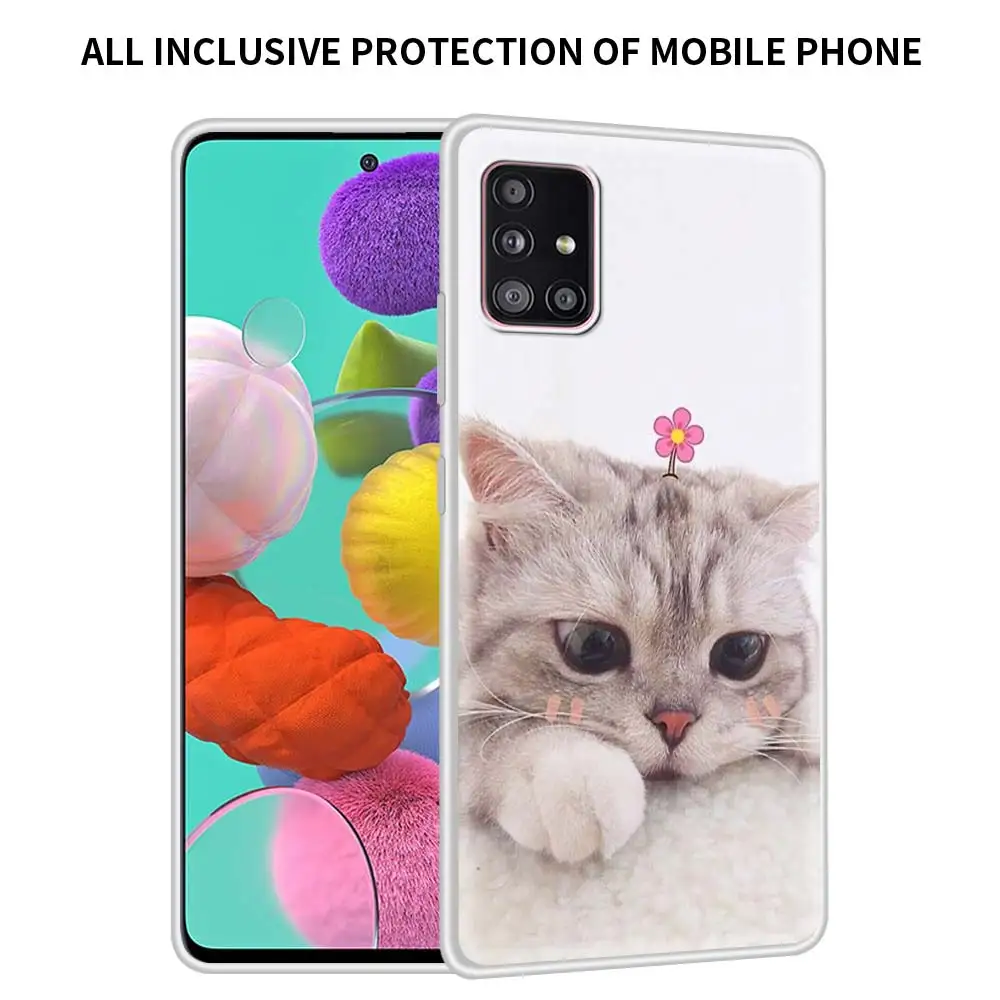 

Cute Cat Case For Samsung Galaxy A51 A71 A21s A31 A41 A12 A72 A32 A52 5G A91 A11 Matte Soft Phone Cover Fundas