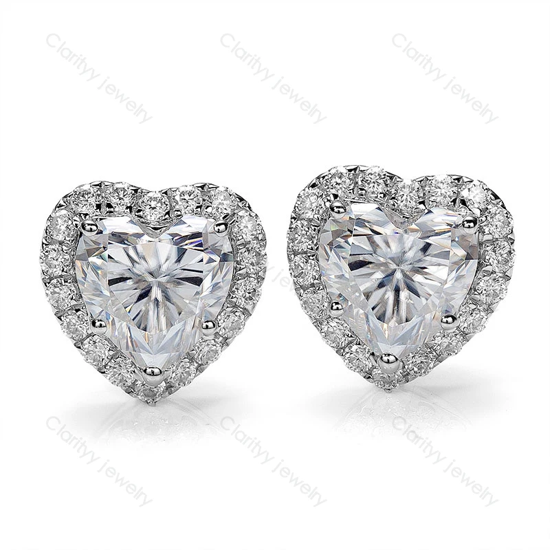 

Heart-shaped Earrings Plated D Color 925 Sterling Silver Moissanite Earrings for Women Jewelry