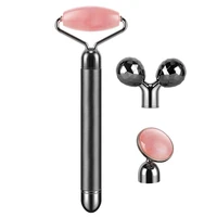 3 in 1 electric rose quartz jade roller and face massager set face care tools eye massager and 3d face head armsneck massager