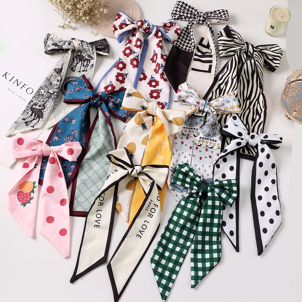 

Vienkim Bohemian Bow knot Hair Clip Women Children Silk Oversized Bow Tie Hairpins Girls Ribbon Ponytail Clip Hair Accessories