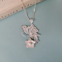 bastiee 999 sterling silver butterfly pendant necklace retro women pendants chakra ethnic handmade luxury jewelry miao silver