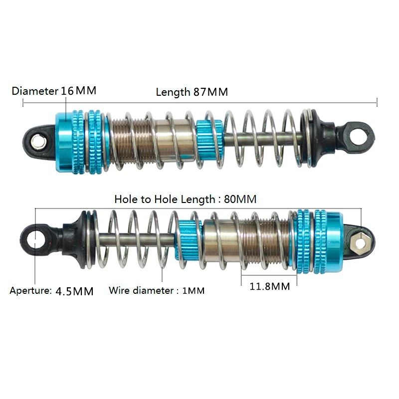 

4Pcs Front Rear Shock Absorber Fit for XLH 9115 S911 9116 S916 9125 1/10 1/12 RC Car Upgrade Accessories