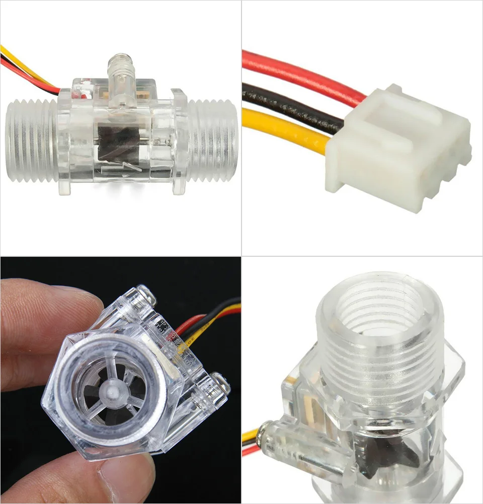 YIMAKER G1/2 дюйма DC3.5V-12V датчик расхода воды контроль воды прозрачное измерение зал датчик потока индикатор