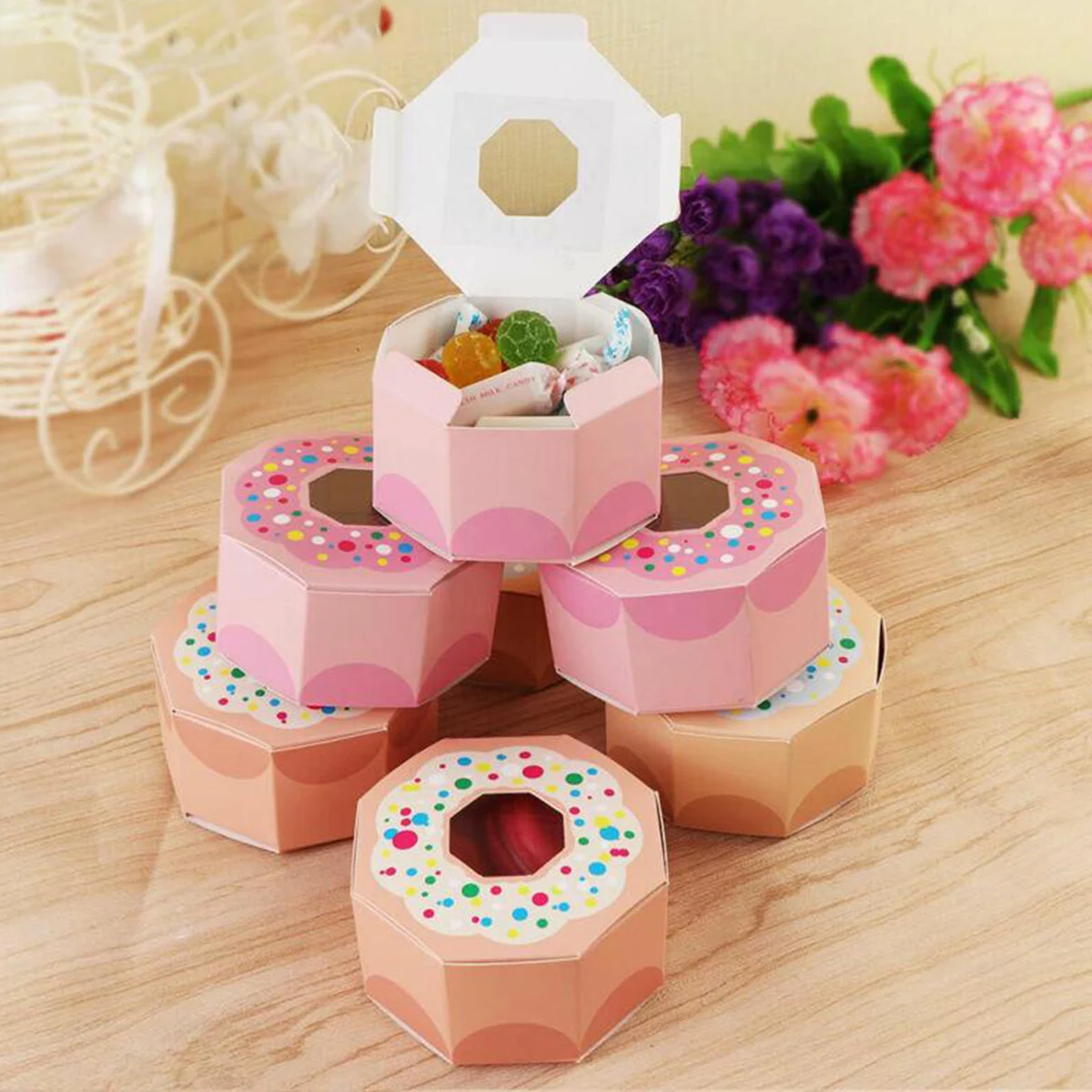 

20*Donut Candy Box Sweet Chocolate Box Donut Theme Wedding Gift Candy Box Favors Birthday Party Christmas Jelwery Decoration