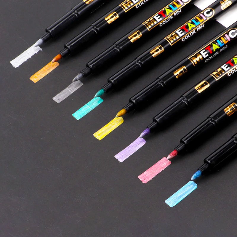 8pcs/Set Metallic Color Pen Art Marker Pen Set DIY Resin Glue Stroke Drawing Tool Coloring Colored Pen Metal Waterproof Paint