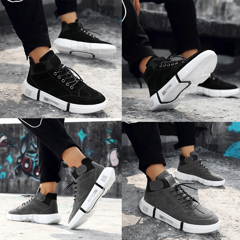

Man Sneaker Platforms Non-slip Men's Shoes Rubber Sole Breathable Sneakers for Men High Top Plus Size Men's Casual Tennis 240A