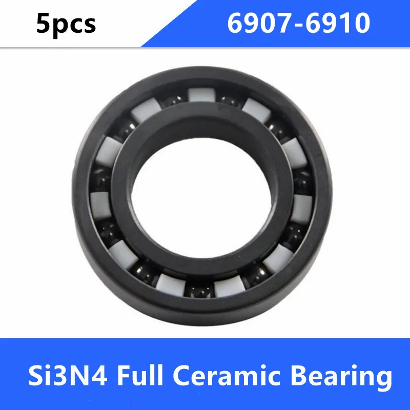 

5 шт./лот 6907 35x55x10 мм 6908 40x62x12 мм 6909 45x68x12 мм 6910 50x72x12 мм Si3N4 полностью керамический шарикоподшипник из нитрида кремния
