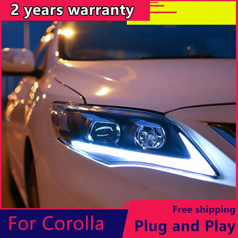 

Автомобильные фары KOWELL для Toyota Corolla 2011-2013 Altis, светодиодные фары DRL, биксеноновые линзы, дальний и ближний свет, противотуманные фары