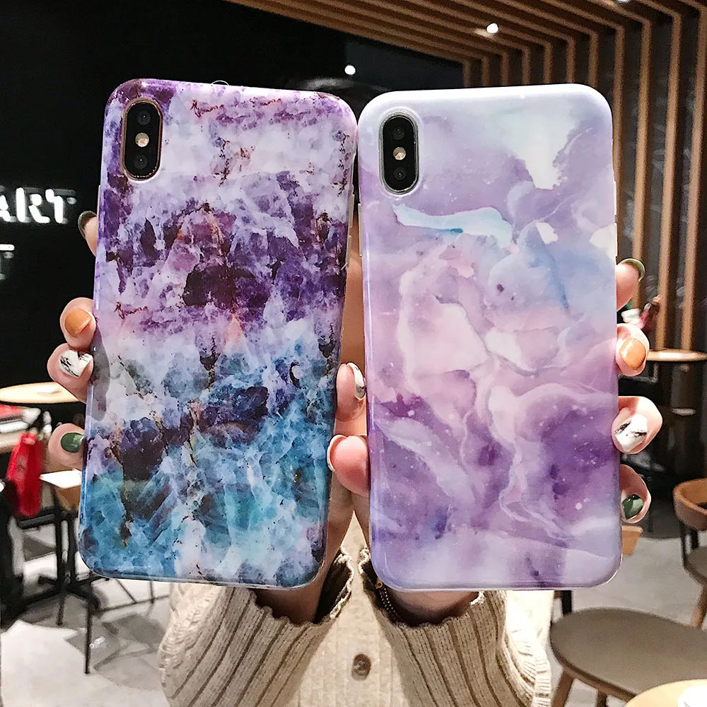 Artistic Gradient Marble Phone Case for Iphone XR XS MAX Luxury 8 7 6 6S Soft TPU Colorful Cover Capa | Мобильные телефоны и