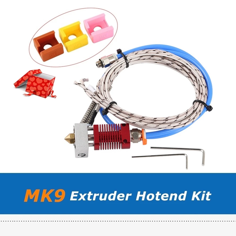 1 шт. MK9 экструдер Hotend Bowden 24 в 50 Вт печатающая головка 0,4 мм Насадка с силиконовым носком для Ender-3 3PRO CR-10S части 3d принтера