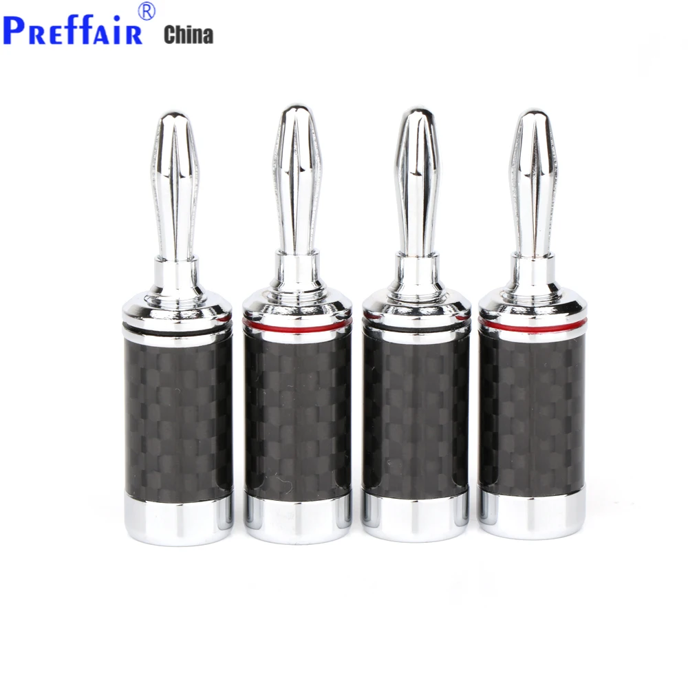 4PCS Rhodium plated Carbon fiber banana plug Speaker Cable Banana Terminal | Электроника