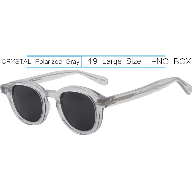 49-Clear-Gray IVSTA Jonny Depp, мужские очки, ручная работа, ацетат, оправа, поляризационные солнцезащитные очки, круглые, люксовый бренд, оптические, близорукость, рецепт, логотип - Цвет оправы: 49-Clear-Gray