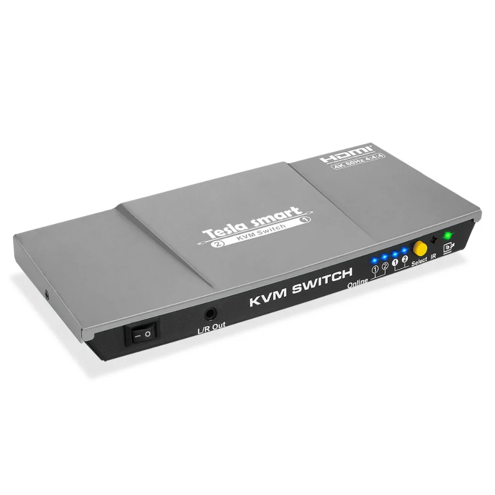 Tesla smart HDMI KVM Switch 4K x 2K@ 60Hz 4:4:4 Ultra HD 2x1 HDMI Switch KVM 1080P 3D с ИК-пультом дистанционного управления до 2 компьютеров