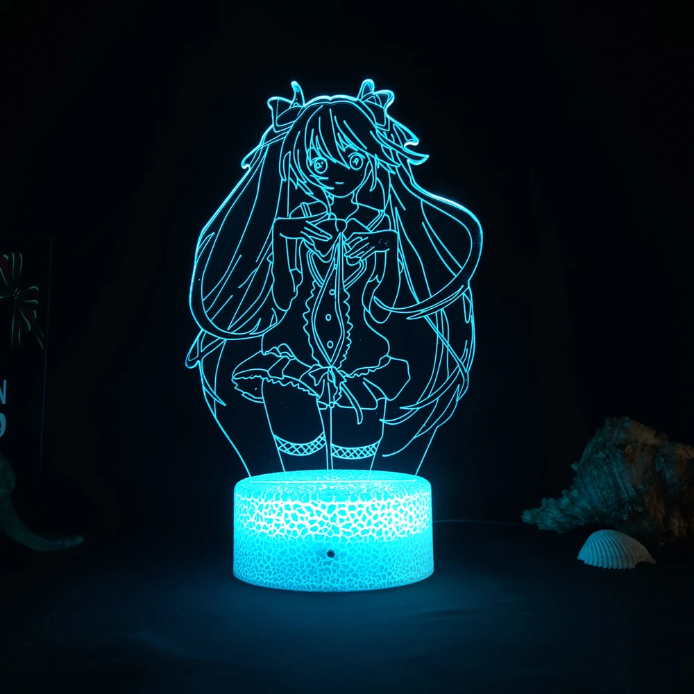 

Фигурка Miku, 3D мультяшный хатсум, светодиодный RGB Ночной светильник, 7 цветов, Настольный светильник, фигурки героев, рождественские игрушки д...