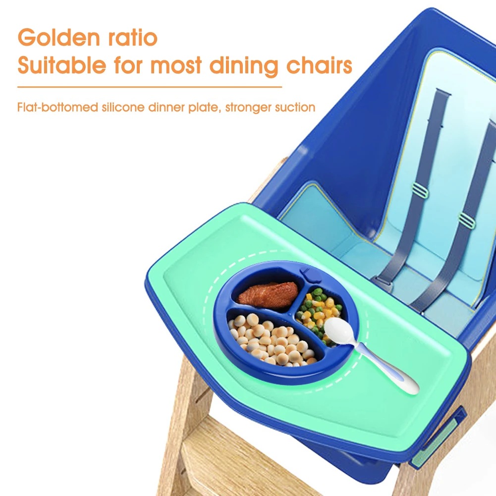 

Baby Suction Plate Food-Grade Silicone Baby Feeding Dish with 3 Divided Grid for Kid Toddlers Children's Tableware Silicone Dish
