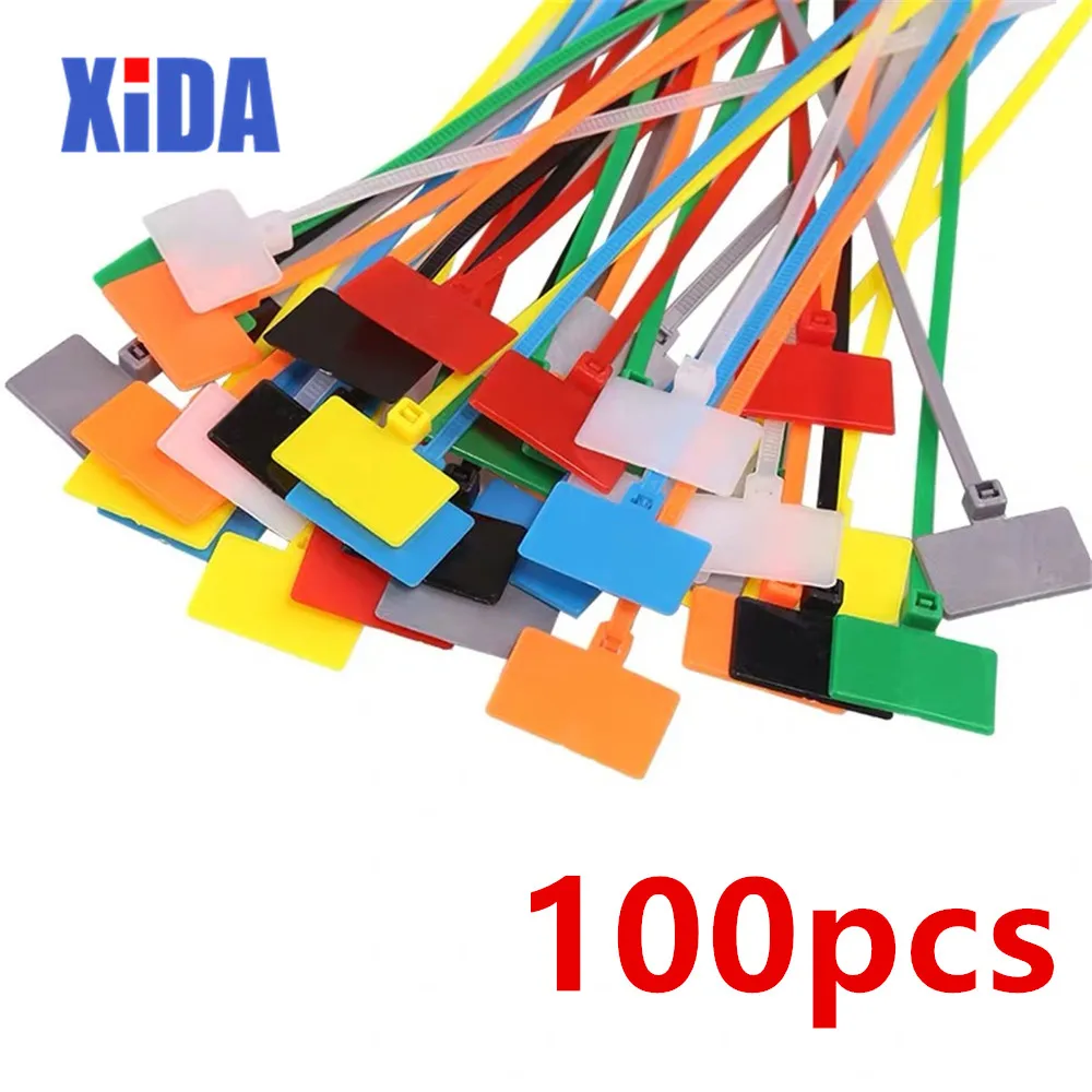 100 шт. Easy Mark 4*150 мм белые черные нейлоновые метки для кабельных стяжек этикетки