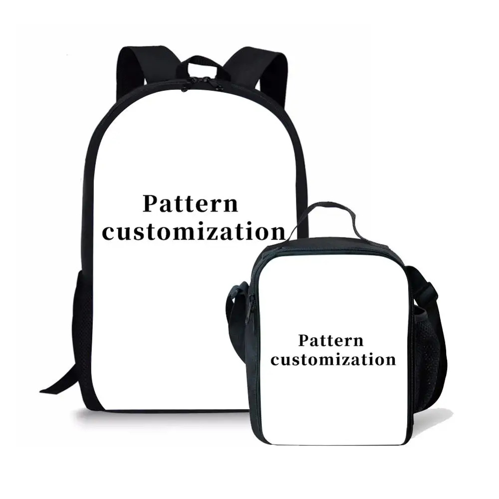 Customize Your Style Fashion Pet New Style Casual Color Photos Zipper Backpack And Lunch Bag Two-piece Pet Lovers Primary School