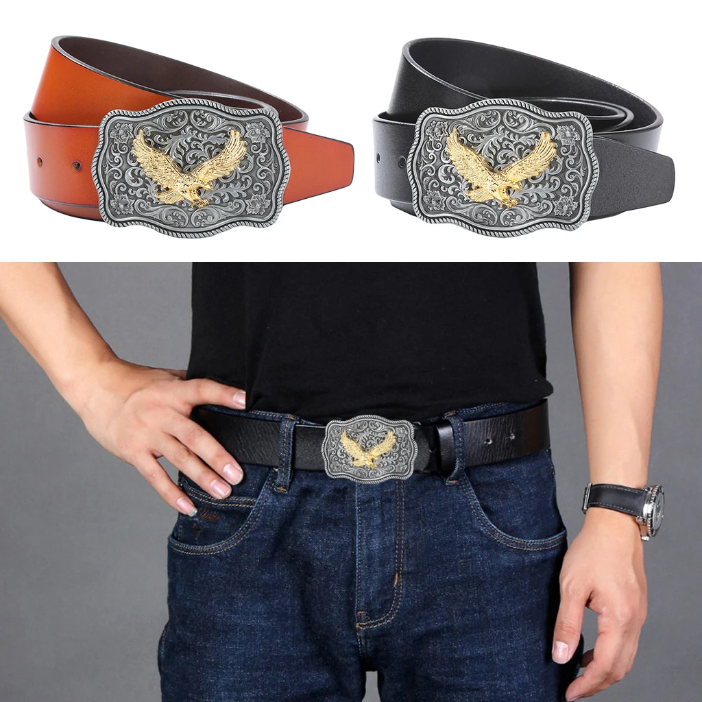 Винтажный кожаный ремень в стиле вестерн с пряжкой виде орла Арабеска индийский