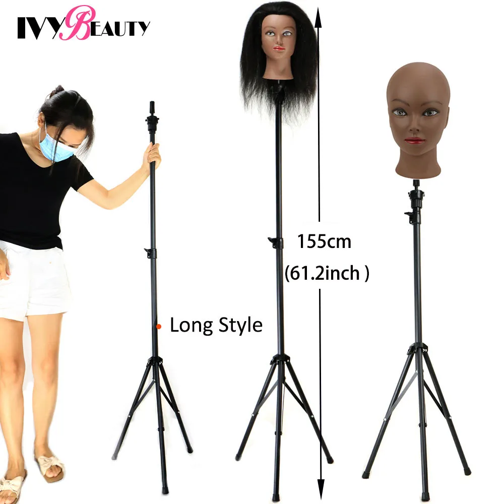 155cm Long Mannequin Wig Head Tripod Stand Holder For Cosmetology Hairdressing Head Adjustable Wig Stand Tipod For Mannequin Wig