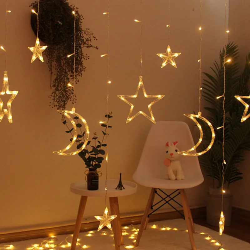 

Outdoor LED Deer Star Moon Curtain Light Christmas Garland String Fairy Lights For Home Wedding Party New Year 220V 110V Decor