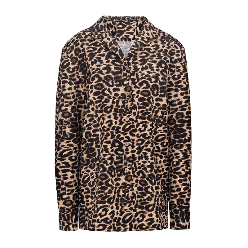 

2020 Autumn Winter Fashion Blouse Shirts High Quality Brand Women Turn-down Collar Sexy Wild Leopard Print Long Sleeve Shirt Top