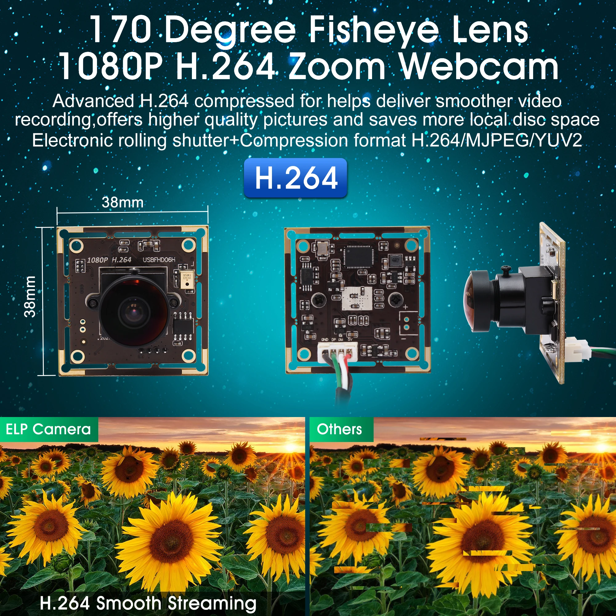 1080P Low Light Camera 0.01Lux Sony IMX322 UVC H.264 Wide Angle 170degree fisheye USB Webcam Module for Machine Vision | Безопасность и