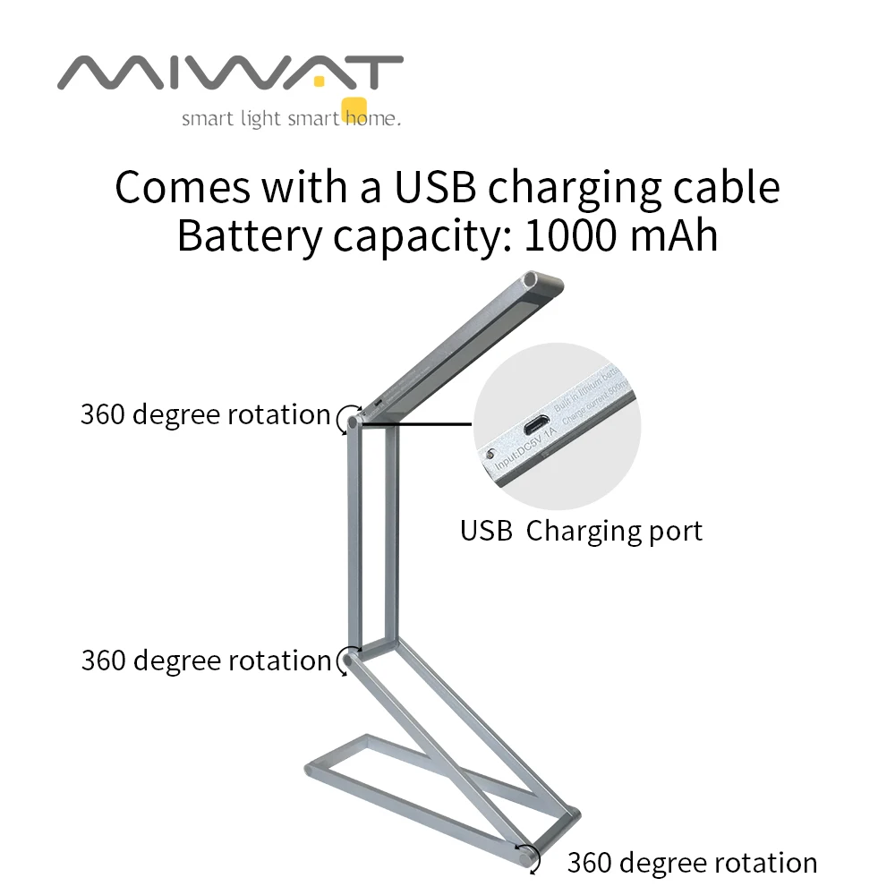 Светодиодный светильник с перезаряжаемой батареей настольная лампа