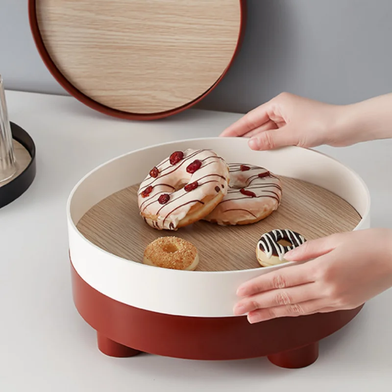 Круглый поднос для хранения в скандинавском стиле хлеба закусок фруктов блюд еды