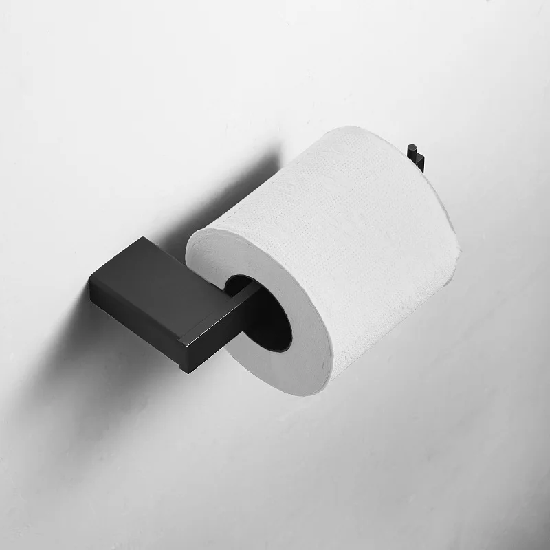 Paper Holder Матовое черное оборудование для ванной набор полотенец стойка угловая полка Держатель для полотенца бар из нержавеющей стали набор оборудования для ванной комнаты - Цвет: Paper Holder