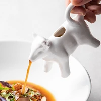 bull shape ceramic seasoning container creative sauce bottle table decor milk cup with handle spice organizer