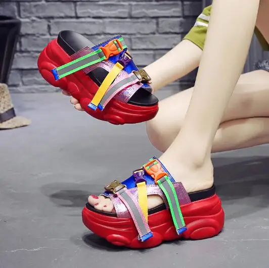 2020 женские шлепанцы на высоком каблуке Женские сандалии платформе модные