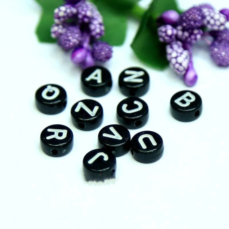 

Acrylic letter beads 26 single letters optional 4X7mm oblate letter beads jewelry accessories