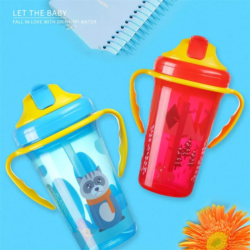 Милая чашка для кормления ребенка 400 мл с трубочкой без бисфенола А портативная