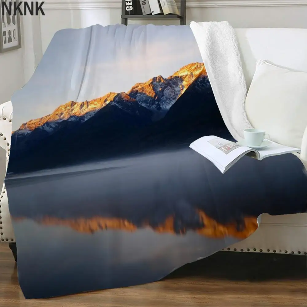 

NKNK Brank Nature Blankets Scenery Plush Throw Blanket Mountains Thin Quilt Psychedelic Bedspread For Bed Sherpa Blanket Animal