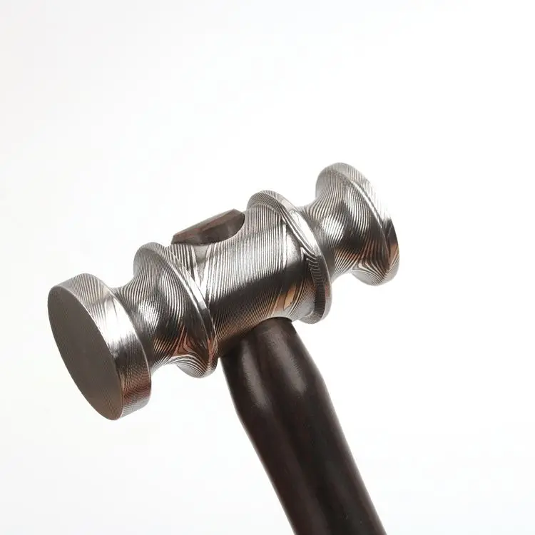 

Handmade Damascus mini Hammer Ebony wood handle Leather Craft Tools Hammer