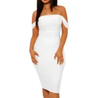Элегантное женское белое платье, летнее сексуальное платье-футляр с открытыми плечами, вечернее клубвечерние платье средней длины, женское городское платье