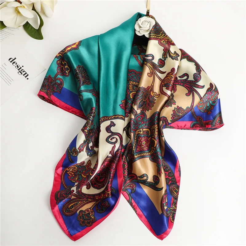 

Square Scarf New Lady Hair Silk Scarves Pashmina Shawl and Wraps Female Bandanna Large Hijab Fashion Women Headkerchief Foulard