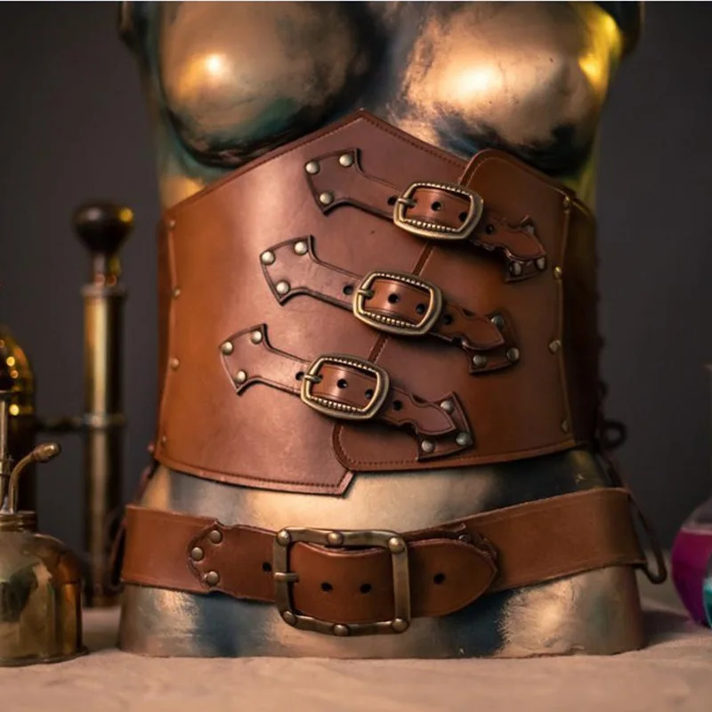 Medieval Steampunk Corset Wide Belt Women Knight Armor Middle Ages Viking Pirate Accessory Props Cosplay Costume Harness Buckle |
