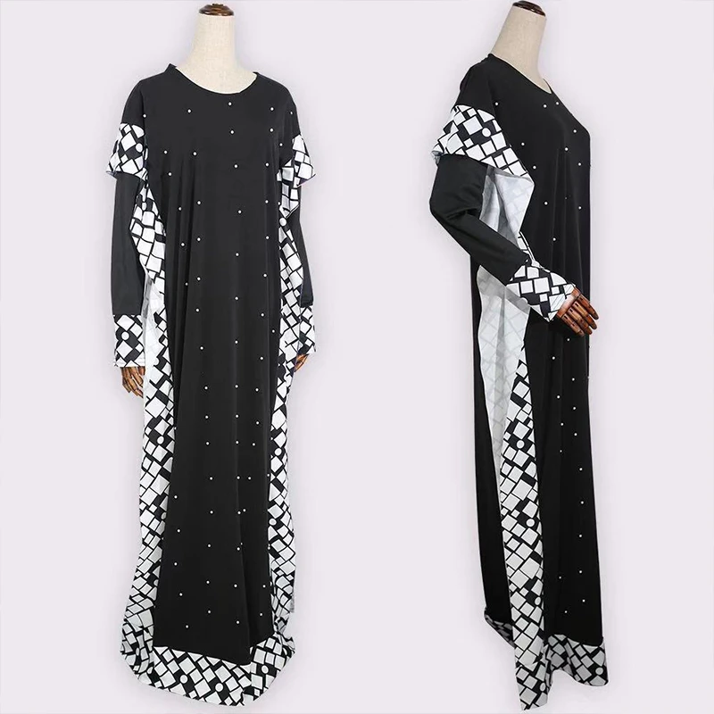 Африканские платья для женщин Черное длинное платье в африканском стиле
