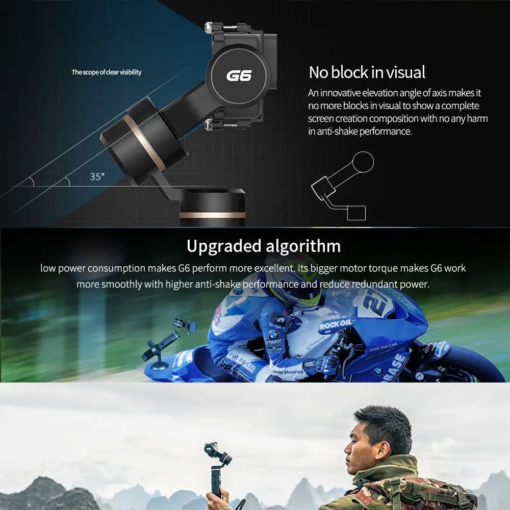 Ручная Экшн камера Feiyu G6 Gimbal bluetooth обновленная версия для Gopro Hero 6/5 RX0 Xiao Yi PK smooth Q 4