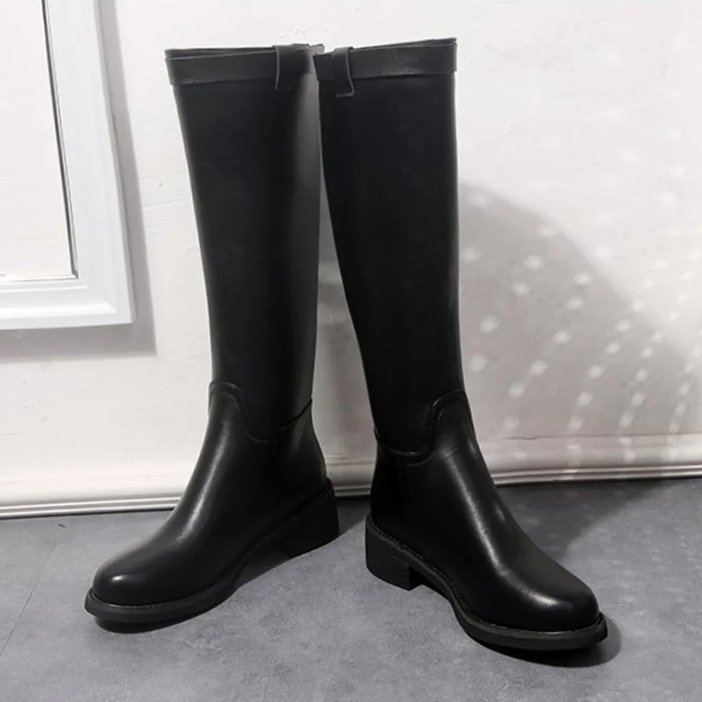 Женские кожаные ботинки обувь в байкерском стиле 2019 г. сапоги до колена на молнии