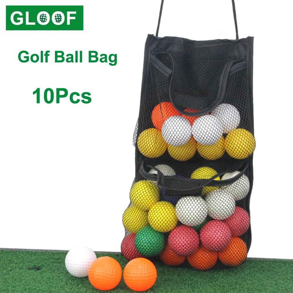 10 шт./лот мешки для мячей для гольфа, 2-слойная черная сетчатая сумка для мячей для гольфа, тенниса, тренажерного зала, душа, мытья игрушек, вме...