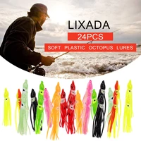 lixada 24pcs 9cm2g soft plastic octopus lures squid skirt lures trolling bait for freshwater or saltwater fishing 2022 new in