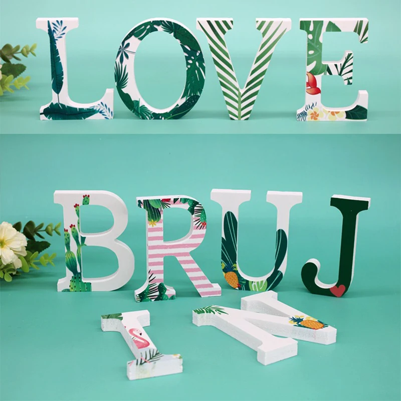 1 шт Креативные 3D деревянные буквы рисунок &quotтропические растения&quot Сделай сам