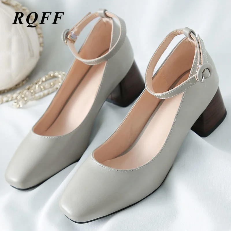 2019 г. новые модные осенние женские туфли лодочки на высоком квадратном каблуке