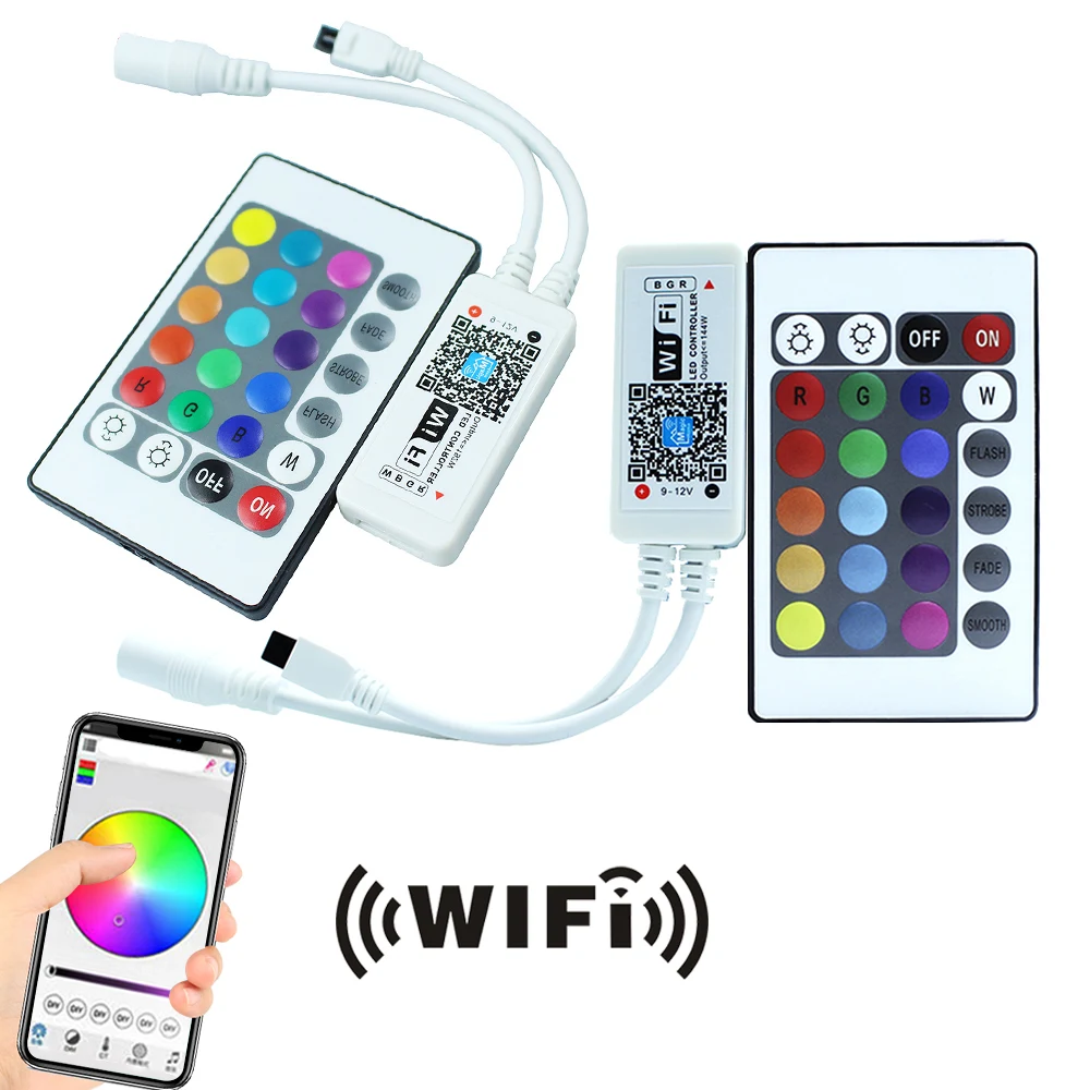 Магический Домашний Мини Wifi RGB / RGBW светодиодный контроллер DC12V с RF IR 24Key пульт
