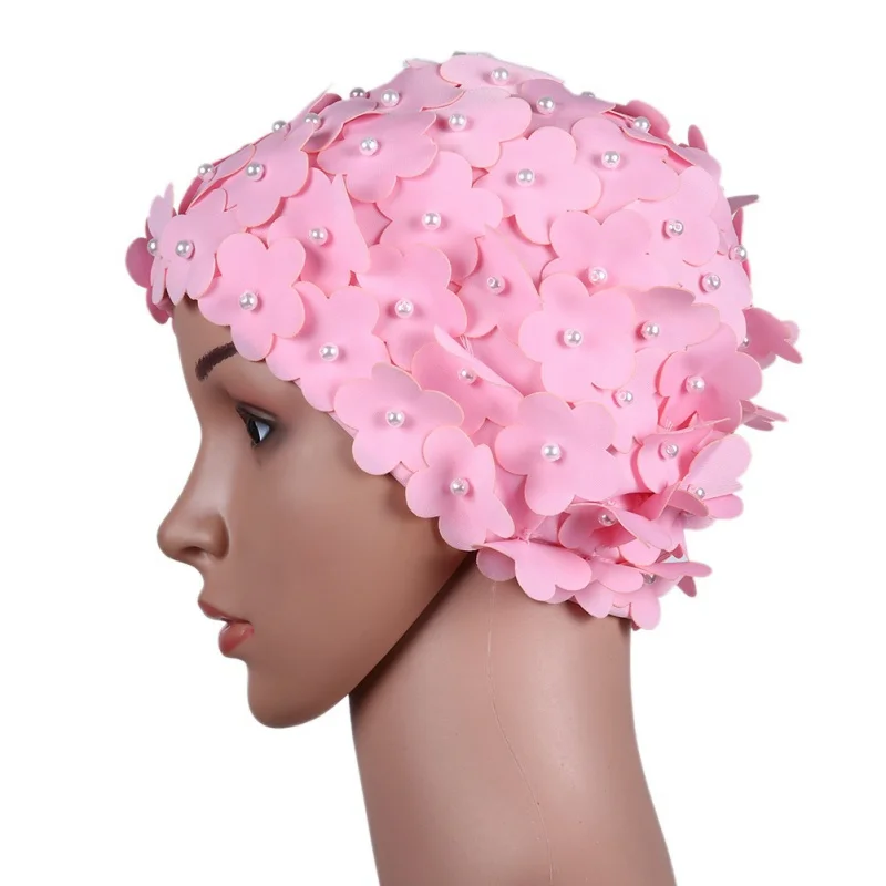 

Summer Swimmiing Hat Free size Women Bathing Cap Swimming Pool Flower Petal Cap Sportswear & Accessories