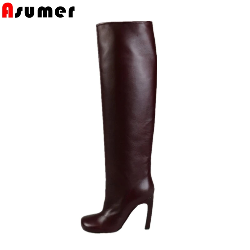 

Asumer 2021 New Sexy High Heels Knee High Boots Women Stilettos Fashion Office Lady Party NightClub Shoes Long Botas